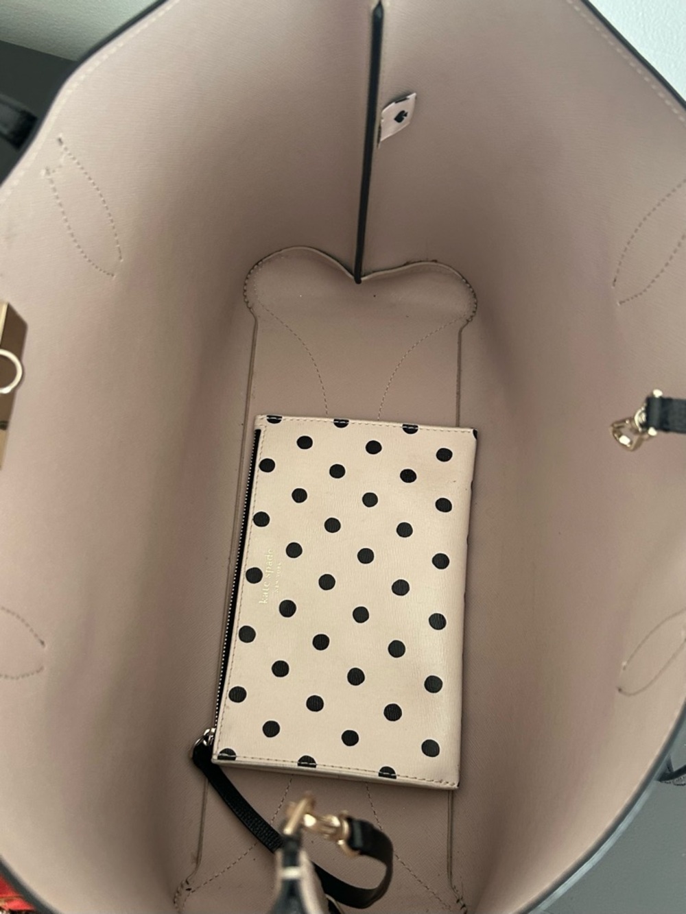 Kate Spade Black Leather Tote Bag set with Polka Dot Wristlet Wallet - Picture 9 of 12